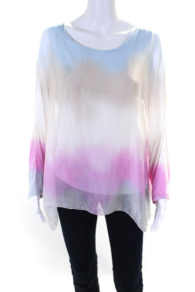 Scandal Womens Ombre Print Long Sleeve Pullover Blouse Top Multicolor Size M