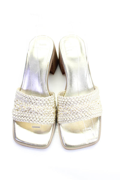 Marc Fisher LTD Womens Faux Leather Woven Slip On Jaxxon Sandals Gold Size 6.5