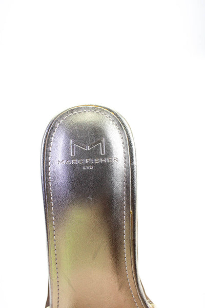 Marc Fisher LTD Womens Faux Leather Woven Slip On Jaxxon Sandals Gold Size 6.5