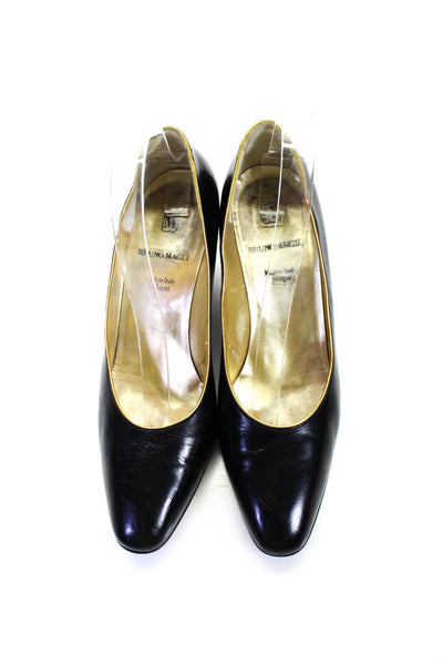 Bruno Magli Womens Chunky Heel Slip On Pumps Black Gold Size 8.5