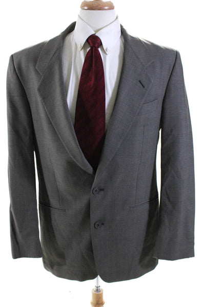 Yves Saint Laurent Mens Glen Check Two Button Blazer Jacket Gray Wool Size 44