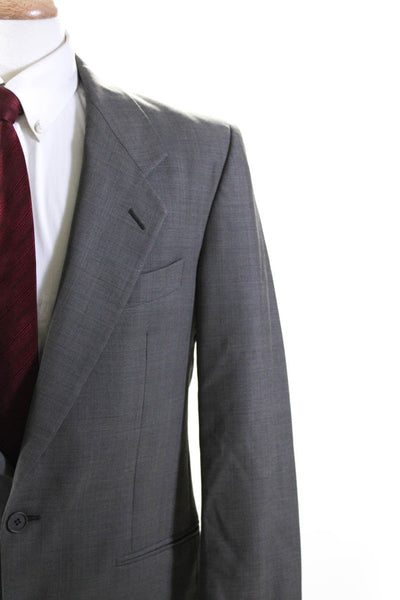 Yves Saint Laurent Mens Glen Check Two Button Blazer Jacket Gray Wool Size 44