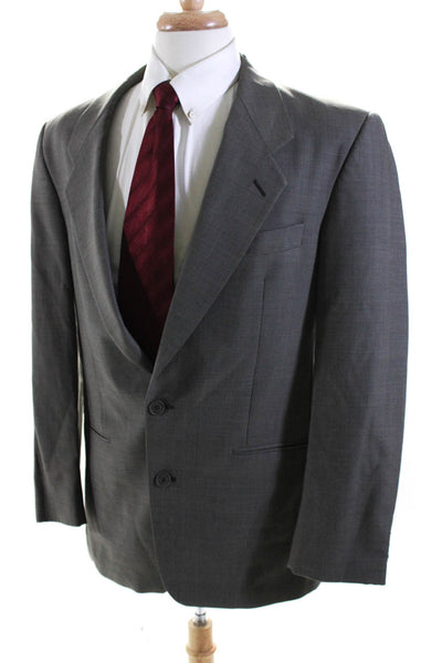 Yves Saint Laurent Mens Glen Check Two Button Blazer Jacket Gray Wool Size 44