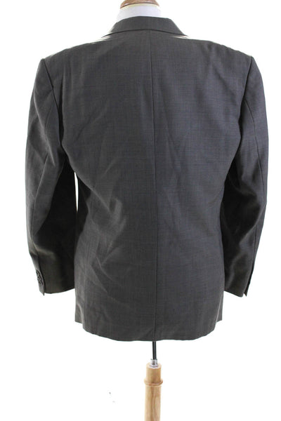 Yves Saint Laurent Mens Glen Check Two Button Blazer Jacket Gray Wool Size 44