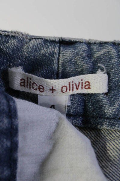 Alice + Olivia Womens Low Rise Light Wash Flare Leg Jeans Blue Cotton Size 4