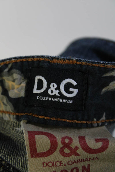 D&G Dolce & Gabbana Icon Womens Low Rise Boot Cut Jeans Blue Cotton Size 27