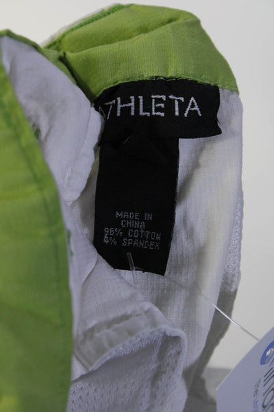 Athleta Womens Cotton Snapped Buttoned Zipped Straight Leg Pants White Size 8