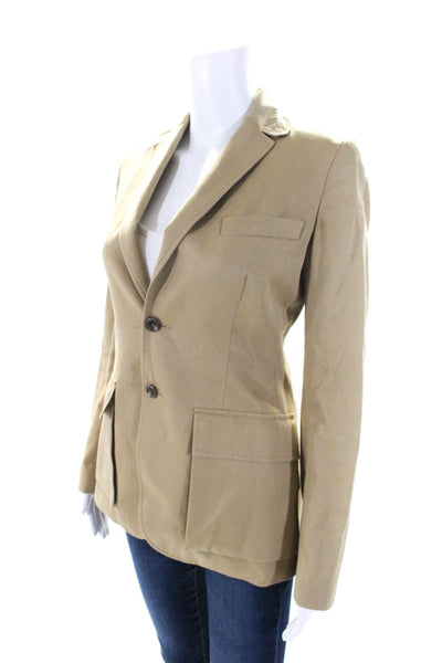 Ralph Lauren Blue Label Womens Two Button Light Jacket Mocha Beige Cotton Size 2