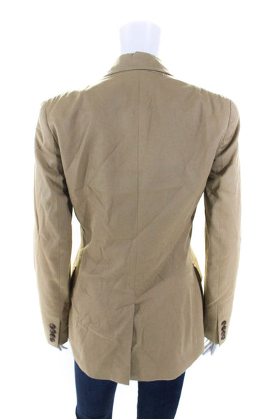 Ralph Lauren Blue Label Womens Two Button Light Jacket Mocha Beige Cotton Size 2