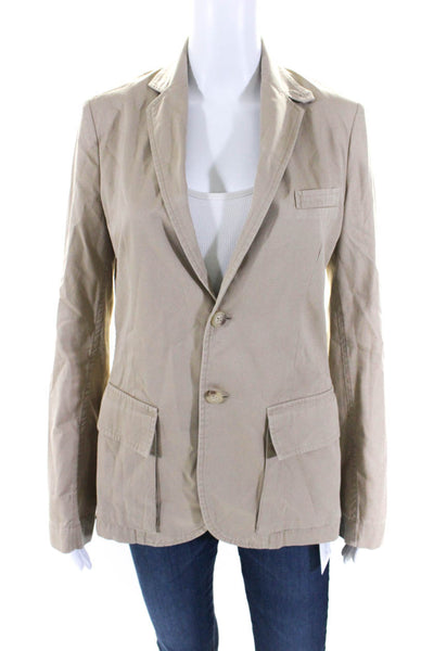 Ralph Lauren Blue Label Womens Two Button Light Jacket Beige Cotton Size 2