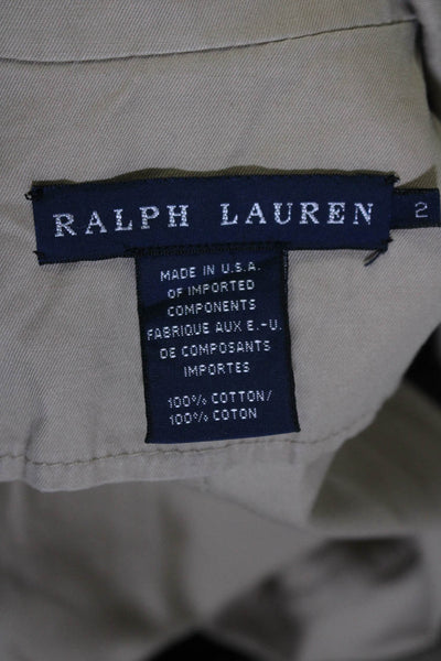 Ralph Lauren Blue Label Womens Two Button Light Jacket Beige Cotton Size 2