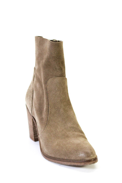 Vince Camuto Signature Womens Suede Zip Up Ankle Boots Brown Size 37.5 7.5