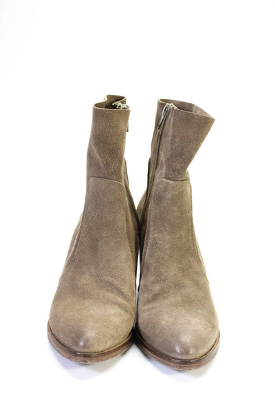 Vince Camuto Signature Womens Suede Zip Up Ankle Boots Brown Size 37.5 7.5