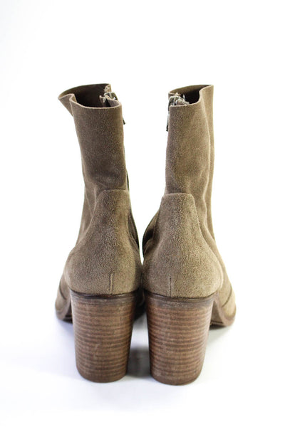Vince Camuto Signature Womens Suede Zip Up Ankle Boots Brown Size 37.5 7.5