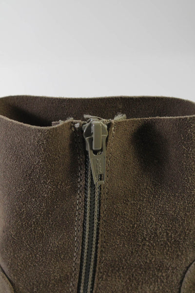 Vince Camuto Signature Womens Suede Zip Up Ankle Boots Brown Size 37.5 7.5