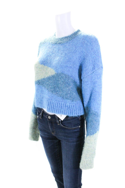 Lovers + Friends Womens Long Sleeve Crew Neck Thick Knit Sweater Blue Small