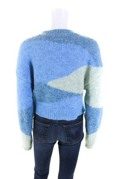 Lovers + Friends Womens Long Sleeve Crew Neck Thick Knit Sweater Blue Small