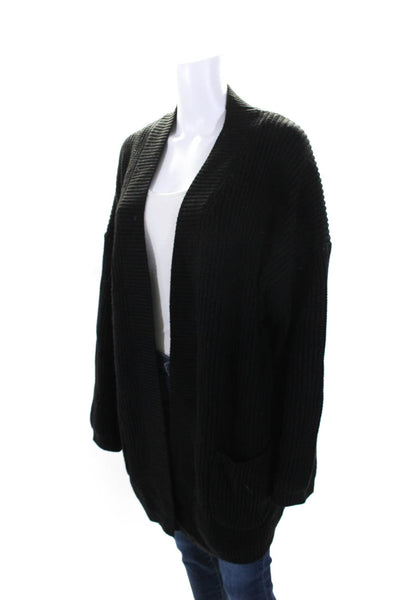 SNDYS. WOmens Thick Knit Long Sleeve Open Front Sweater Black Medium