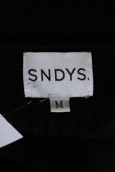 SNDYS. WOmens Thick Knit Long Sleeve Open Front Sweater Black Medium