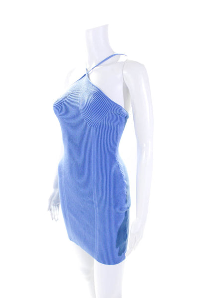 Anna Quan Womens Sleeveles Spaghetti Strap Rib Knit Dress Blue Size 4