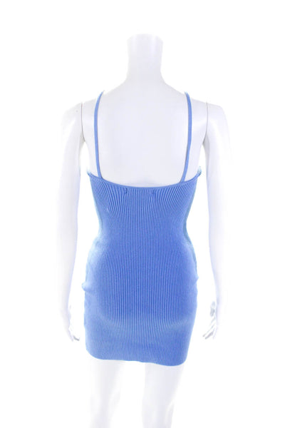 Anna Quan Womens Sleeveles Spaghetti Strap Rib Knit Dress Blue Size 4