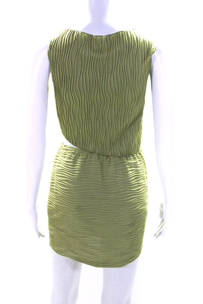 Superdown Womens 2 Piece Textured Asymmetric Top Skirt Set Green Size S