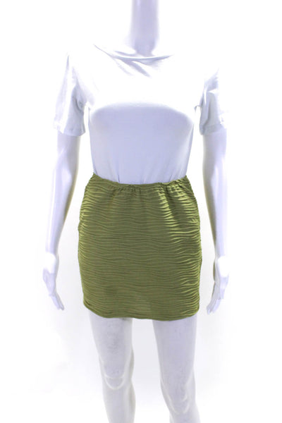 Superdown Womens 2 Piece Textured Asymmetric Top Skirt Set Green Size S