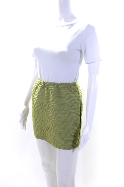 Superdown Womens 2 Piece Textured Asymmetric Top Skirt Set Green Size S