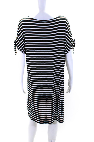 Calvin Klein Womens Striped Short Sleeves Shirt Dress Black White Size Medium