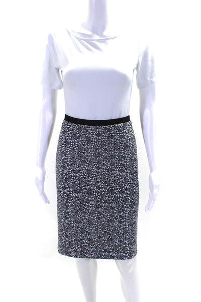 Calvin Klein Womens Abstract Print Knee Length Pencil Skirt Black White Size Med