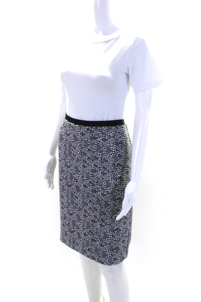 Calvin Klein Womens Abstract Print Knee Length Pencil Skirt Black White Size Med