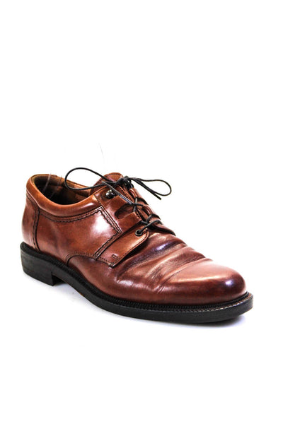 Johnston & Murphy Mens Leather Lace Up Oxford Dress Shoes Brown Size 8.5 Medium