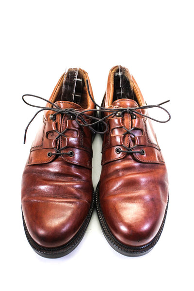 Johnston & Murphy Mens Leather Lace Up Oxford Dress Shoes Brown Size 8.5 Medium