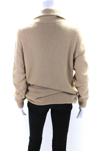 Dorfit Womens Long Turtleneck Snap Sweater Jacket Cardigan Beige Size Small