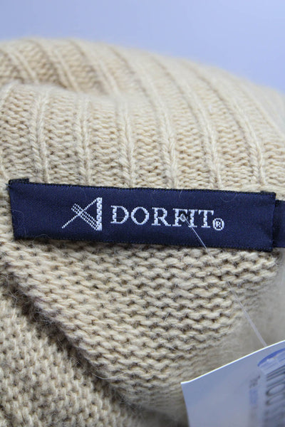 Dorfit Womens Long Turtleneck Snap Sweater Jacket Cardigan Beige Size Small