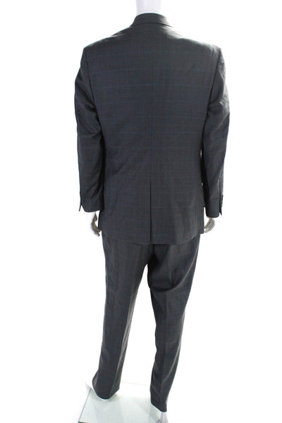 Jos A Bank Mens Striped Print Button Long Sleeve Blazer Pants Set Gray Size 42R