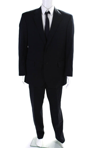 Jos A Bank Mens Buttoned Collared Long Sleeve Blazer Pants Set Navy Size EUR42