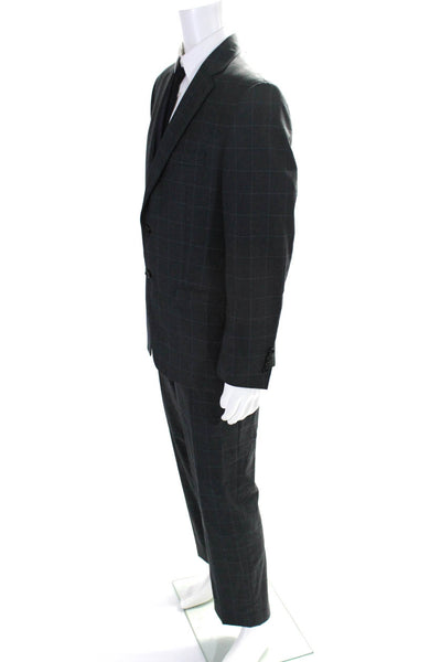 Lauren Ralph Lauren Mens Window Pane Stripe Blazer Pants Suit Gray Size EUR42