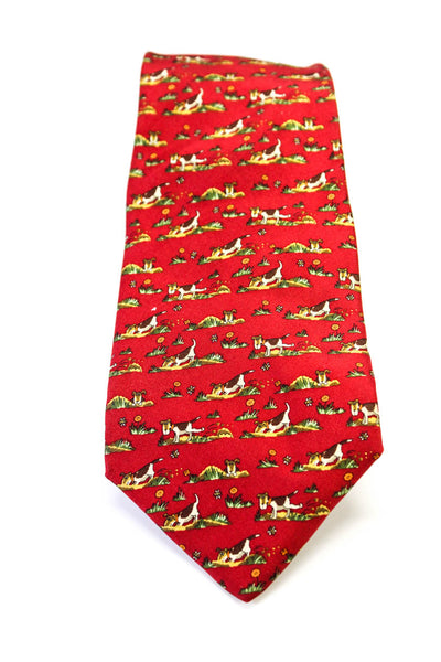 Salvatore Ferragamo Mens Silk Graphic Print Wrapped Classic Tie Red Size OS