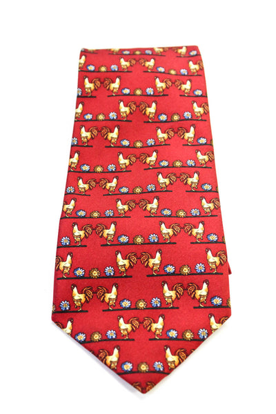 Burberry Mens Silk Animal Graphic Print Wrapped Classic Tie Red Size OS