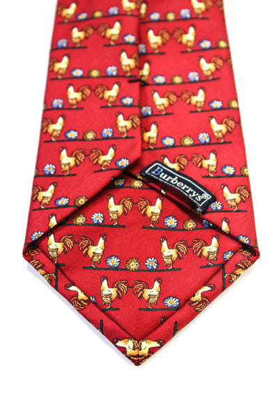 Burberry Mens Silk Animal Graphic Print Wrapped Classic Tie Red Size OS