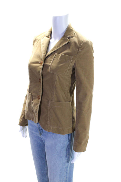 Theory Womens Light Brown Corduroy Cotton Three Button Down Blazer Size 2