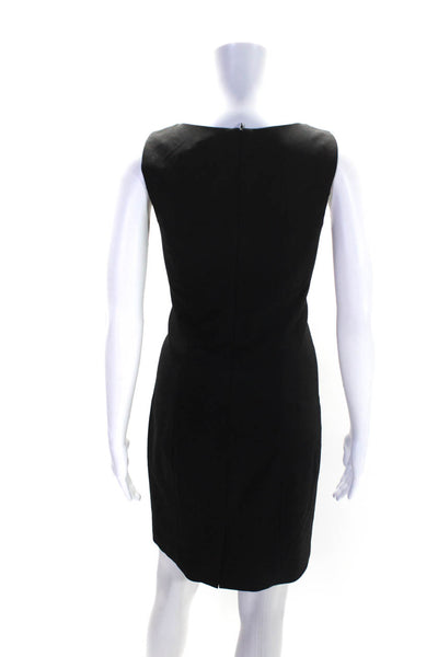 Theory Womens Black Crew Neck Sleeveless Zip Back Sleeveless Shift Dress Size 2