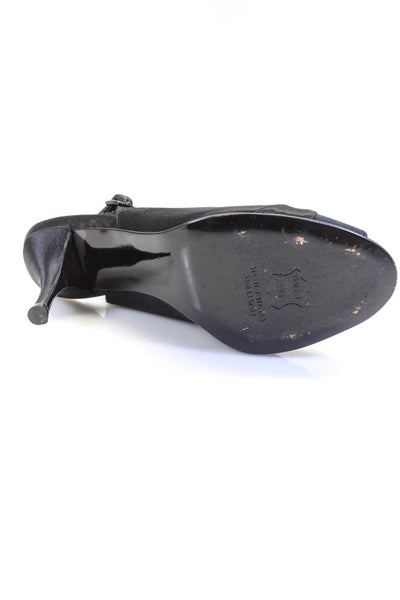 Stuart Weitzman Womens Black Peep Toe Slingbacks High Heels Shoes Size 8.5M