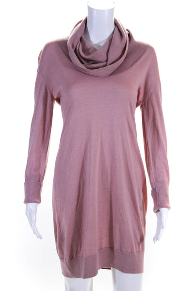 Chochene Iralia Womens Wool Long Sleeve Cowl Neck Sweater Dress Pink Size 46