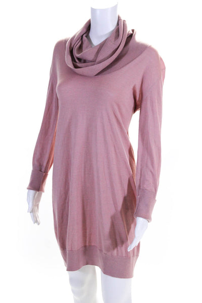 Chochene Iralia Womens Wool Long Sleeve Cowl Neck Sweater Dress Pink Size 46