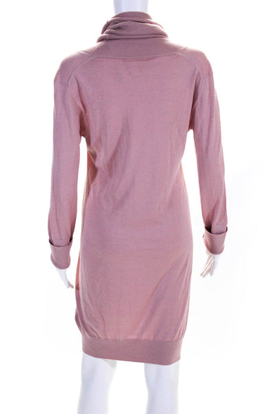 Chochene Iralia Womens Wool Long Sleeve Cowl Neck Sweater Dress Pink Size 46