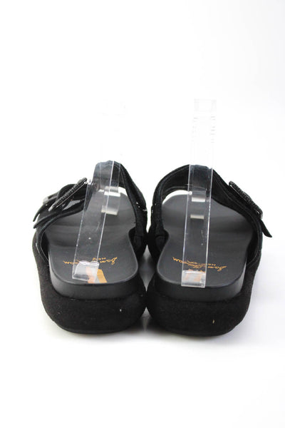 Sam Edelman Womens Black Suede Buckle Flat Slides Shoes Size 7
