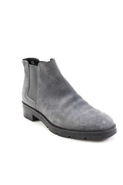 Tods Womens Slip On Round Toe Ankle Boots Gray Suede Size 36