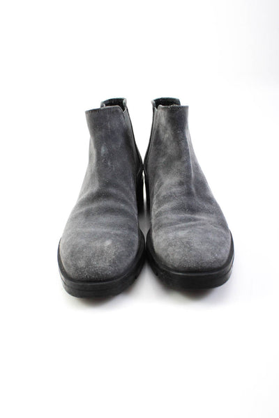 Tods Womens Slip On Round Toe Ankle Boots Gray Suede Size 36